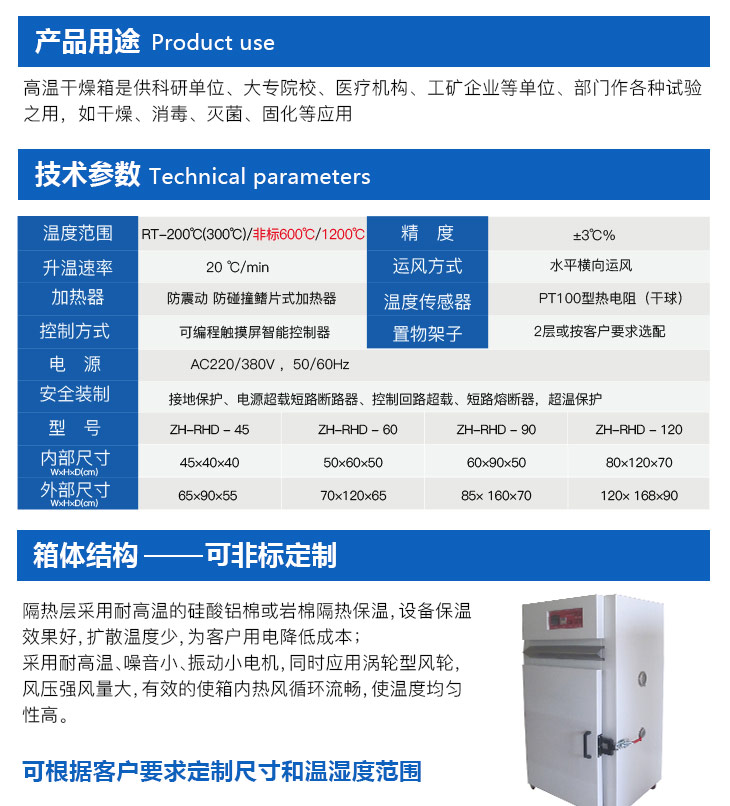 精密高溫烤箱詳細參數介紹